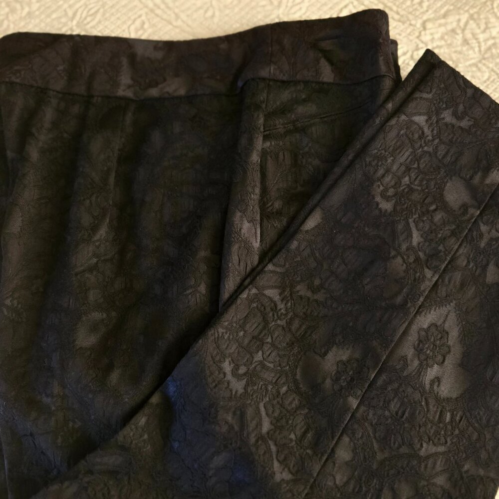 INVESTMENT PARK AVENUE PETITES JACQUARD BLACK  CLASSIC ANKLE PANTS  12P  NWT